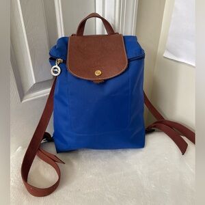 Longchamp Blue and Brown Backpack GUC